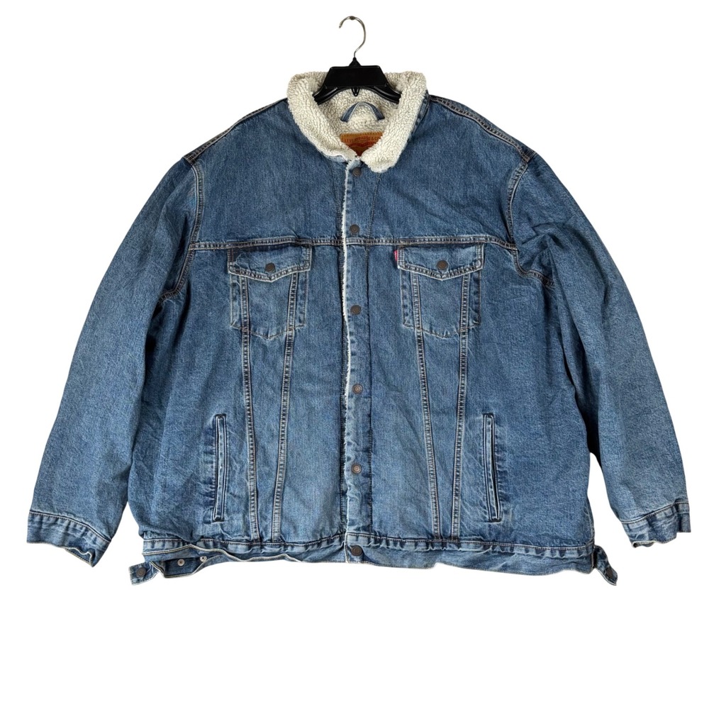 Levis Mens 5XL Sherpa Lined Denim Trucker Jacket Blue Medium Wash 38487-0000